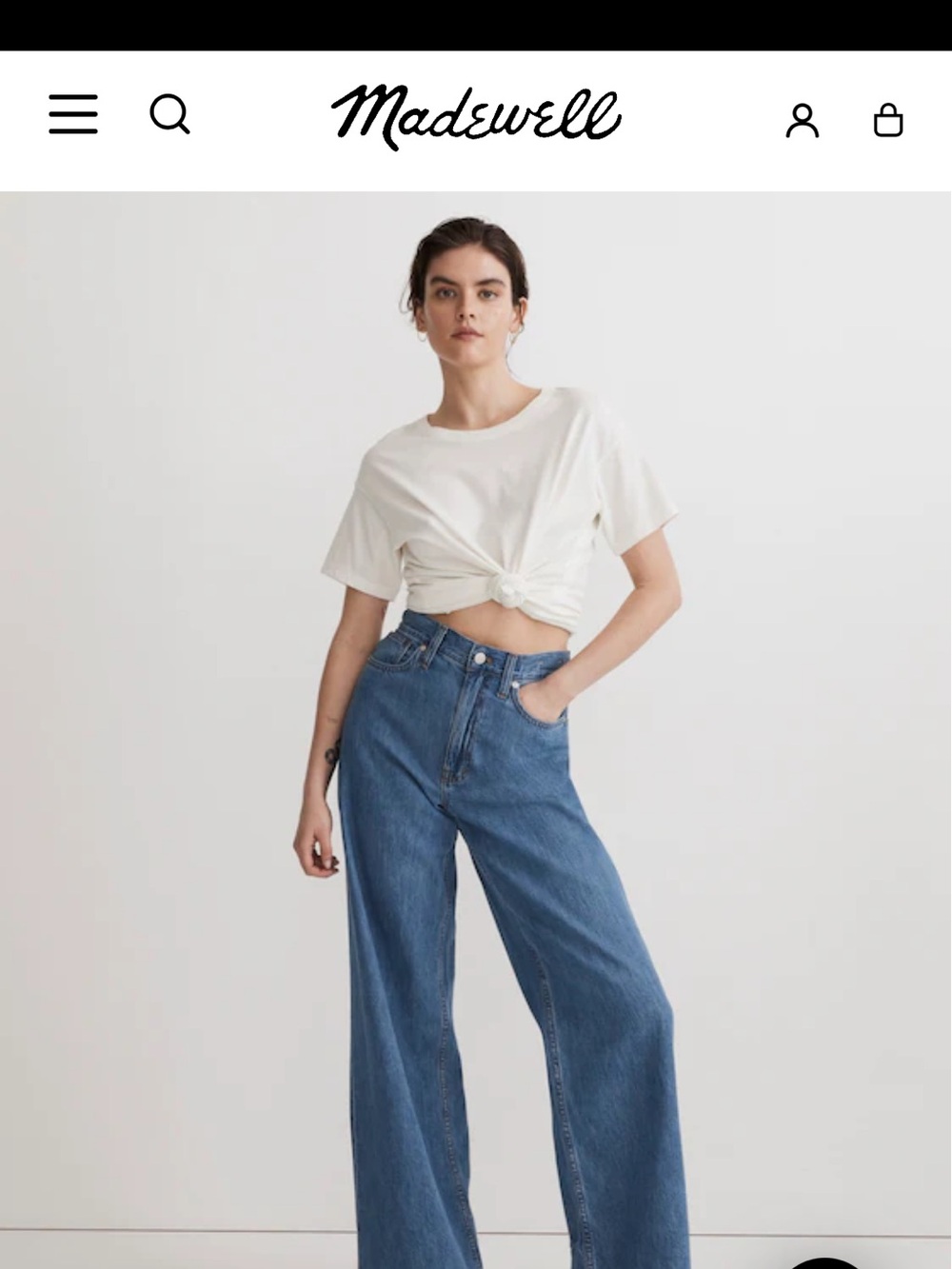 Madewell Wide-Leg High-Rise Jeans in Blue Denim -puperwide leg jeans in Lessard